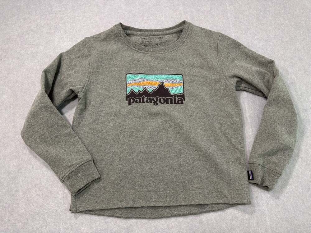 Patagonia Uprisal Crew Sweatshirt Size M Gray Graphic Logo Fleece